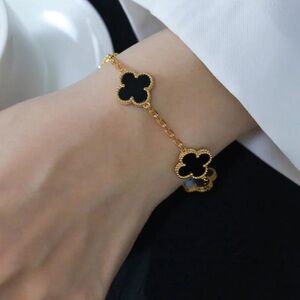Gold and Black Clover Bracelet